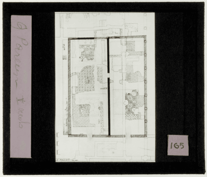 Croazia, Parenzo, chiesa cattedrale, pianta pavimento, disegno