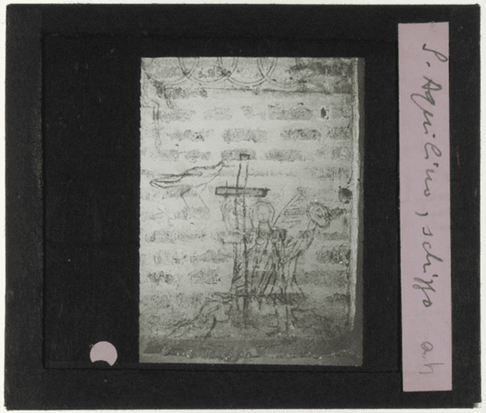 Milano, Sant' Aquilino, interno, schizzo disegno su parete