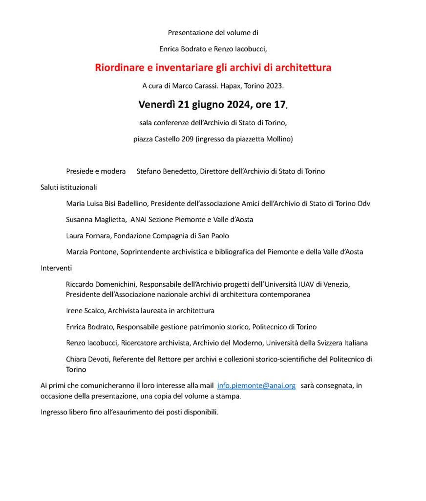 Riordinare e inventariare gli archivi di architettura – Presentazione del volume